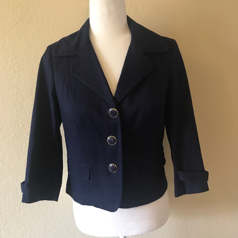Laundry by Shelli Segal blue textured blazer 4